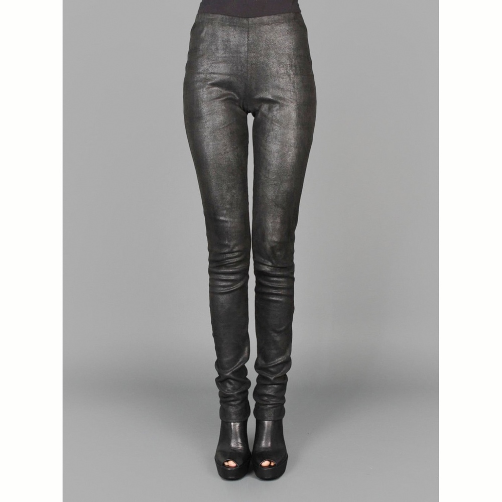 Ann Demeulemeester Black Leather Leggings